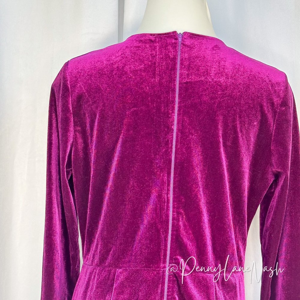 Charlotte Russe Deep V Neck Velvet Romper Purple - Picture 9 of 10